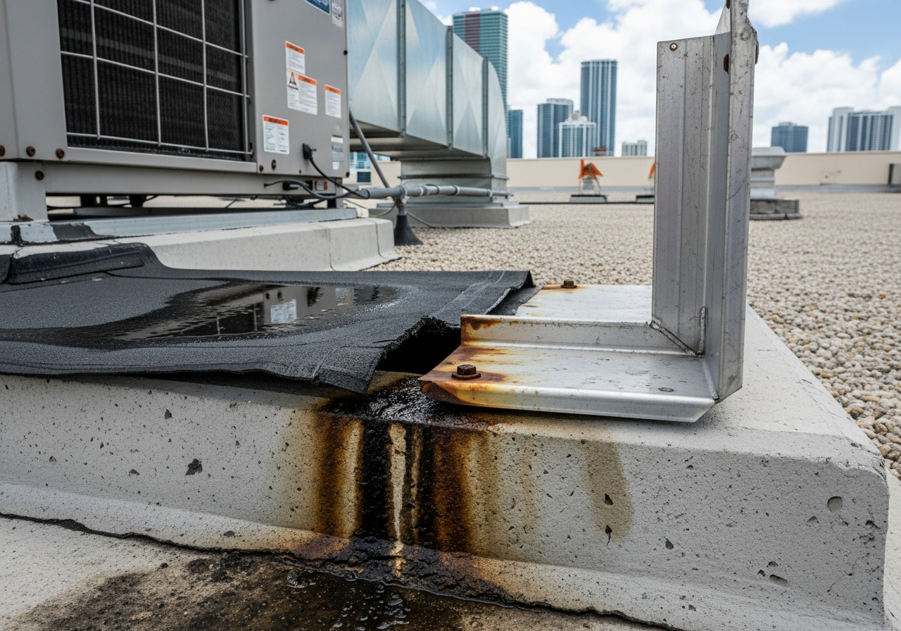 Flashing Failures at Parapet Walls or Equipment Curbs