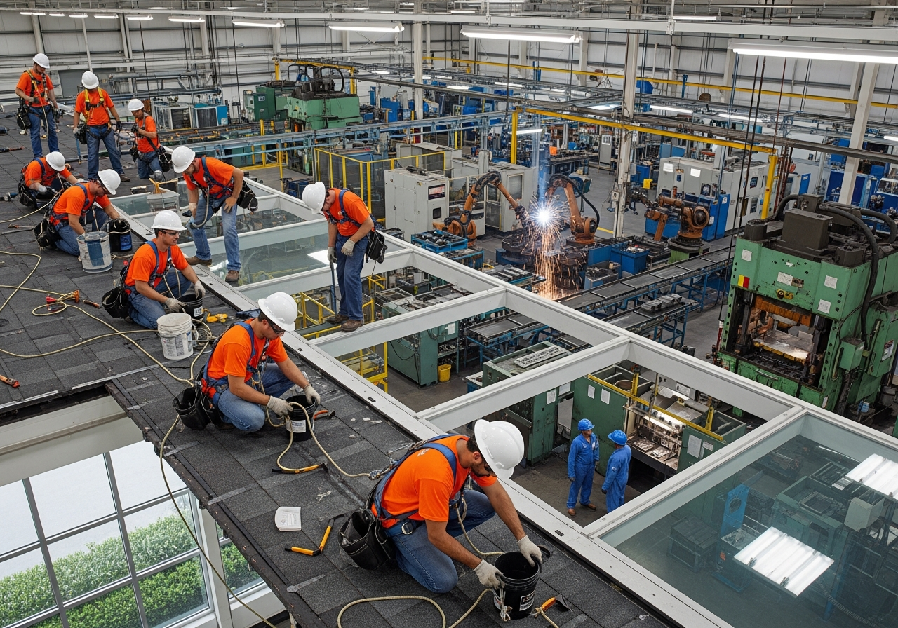 Roof Replacement Around Active Production Equipment