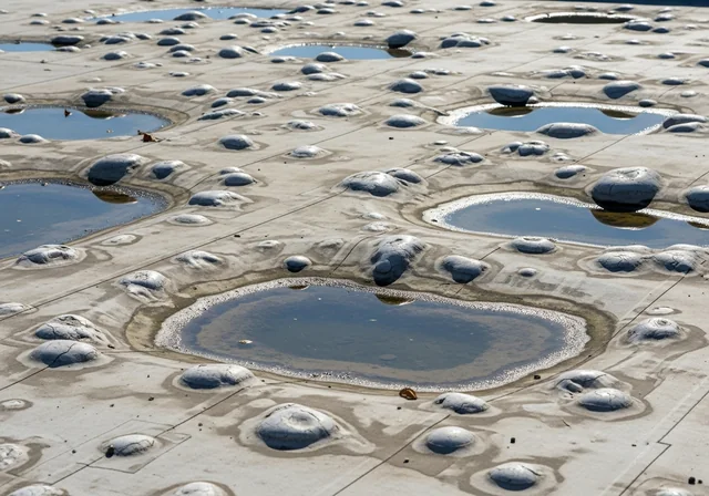 Low-slope drainage and membrane defects