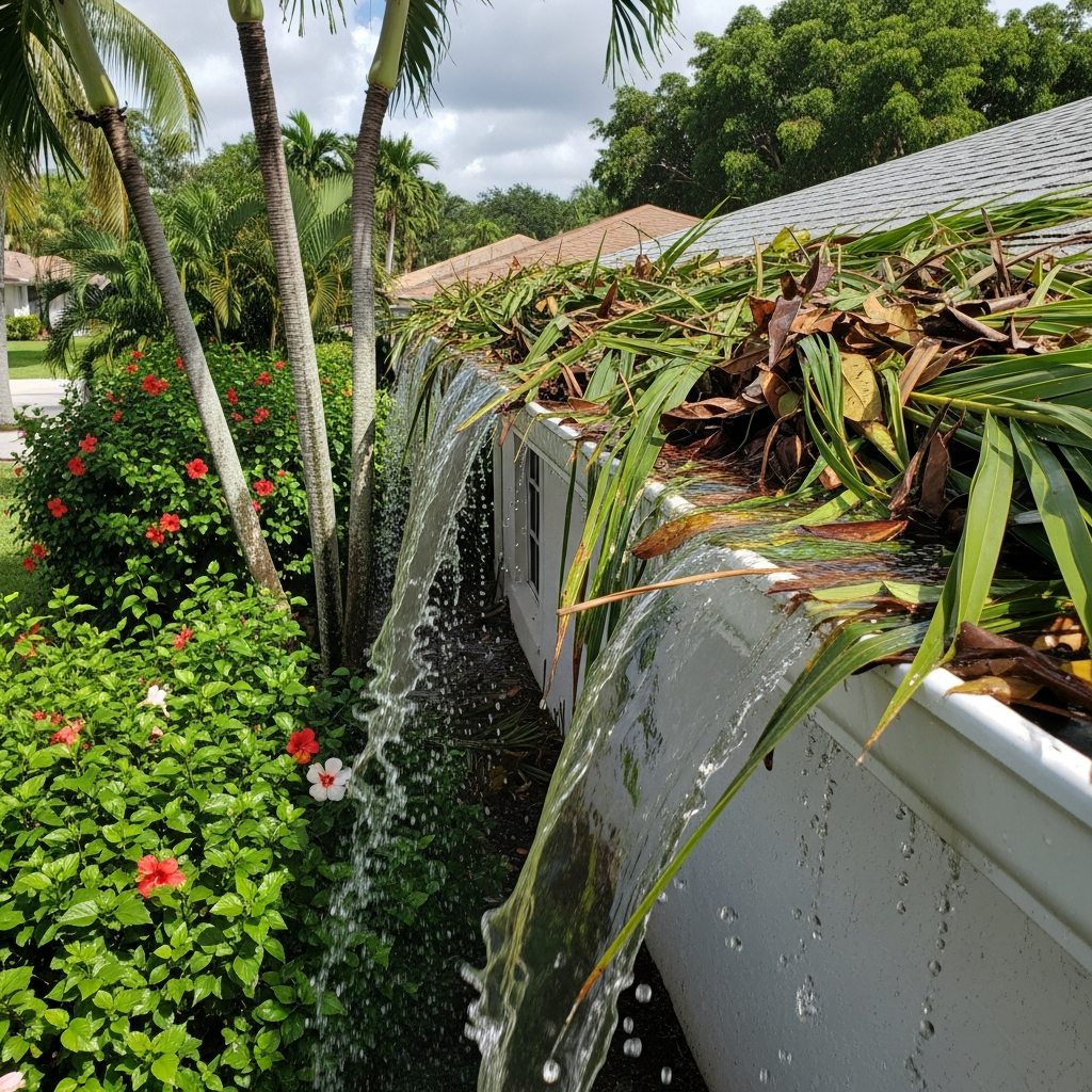 Clogged Gutters from Year-Round Foliage