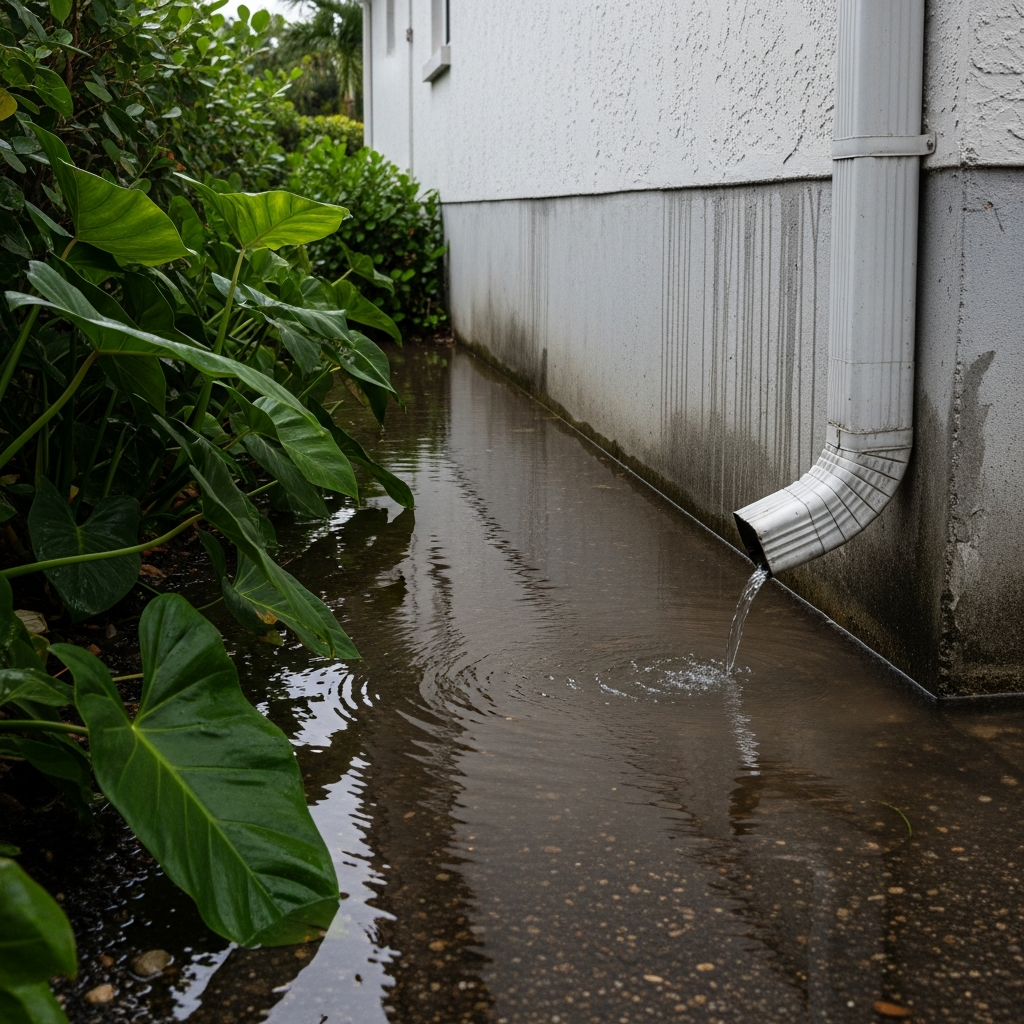 Water Pooling Against Foundation After Rain