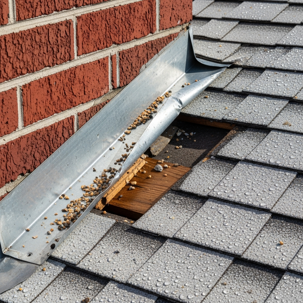 Flashing Lifted at Walls, Skylights & Chimneys