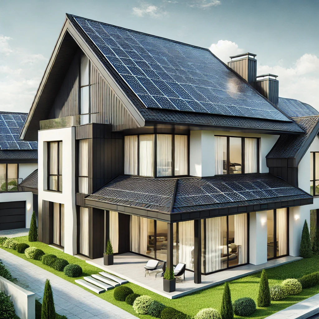 a house with solar panels on the roof